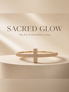 Gold Tone Cross Full-pave Bracelet